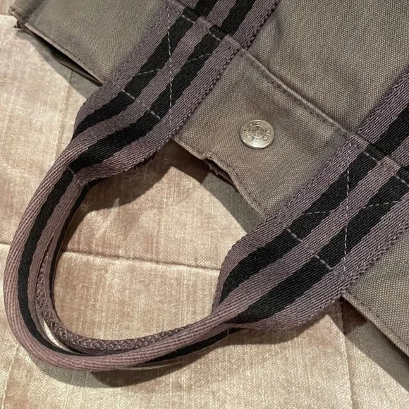 Hermes Grey Mini Tote Stripe Handle Handbag - Picture 2 of 16